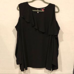 Vince Camuto Plus Size 3X Black Cold Shoulder Top